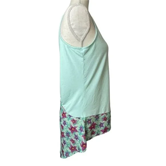 Disney The mermaid life is Sweet Graphic Tank Top Solid Blue & Purple floral M - Picture 4 of 12